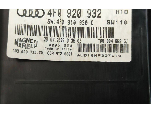 Přístrojová deska  Audi A6 Allroad C6 2006 4F0920932, 4F0910930C  