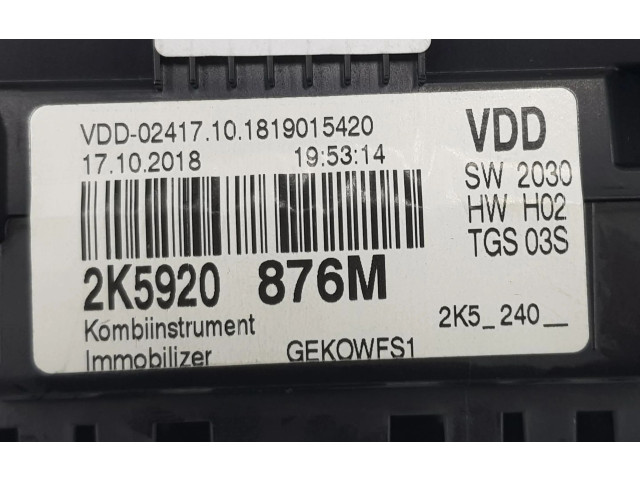 Přístrojová deska Volkswagen Caddy 2018 2K5920876M, 2K5920876M