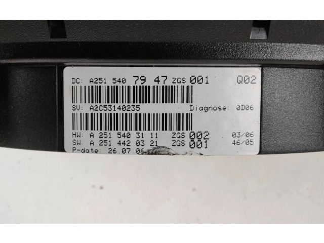 Панель приборов A2515407947, A2515403111   Mercedes-Benz R W251       