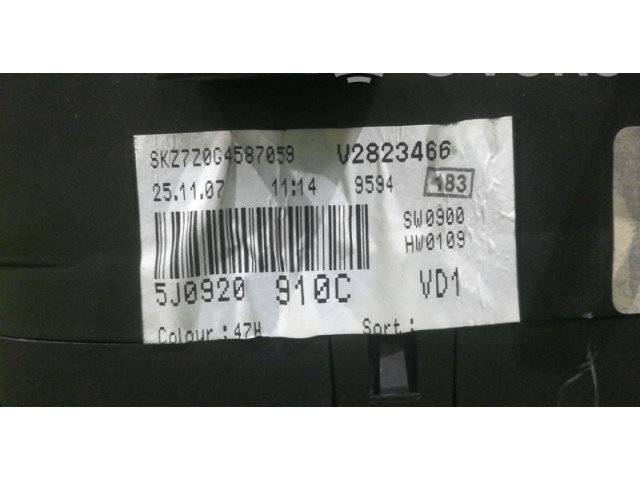 Панель приборов Ingles, 5J0920910C Skoda Fabia Mk2 (5J)