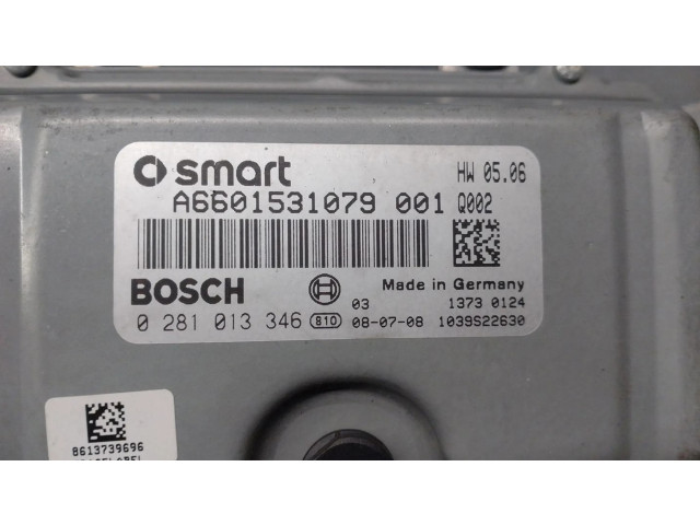 Блок управления двигателя A6601531079, 0281013346 Smart ForTwo II