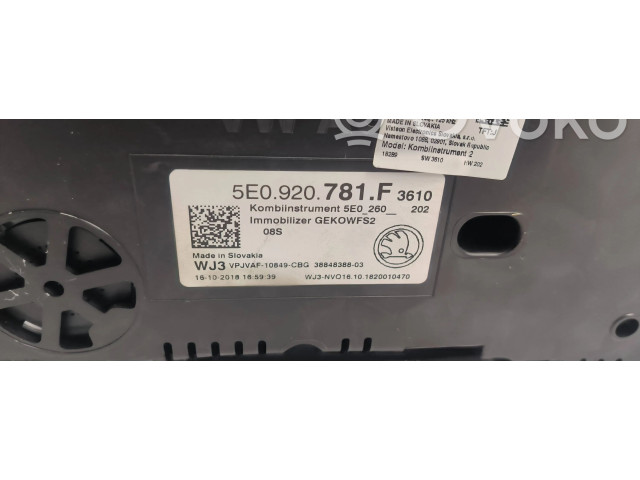 Панель приборов 5E0920781F, GEK0WFS2 Skoda Octavia Mk3 (5E)