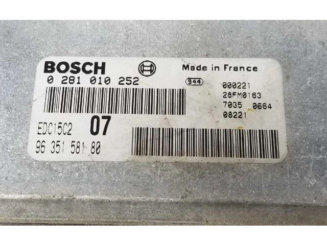 Блок управления двигателя 9635158180, 0281010252 Citroen Xantia