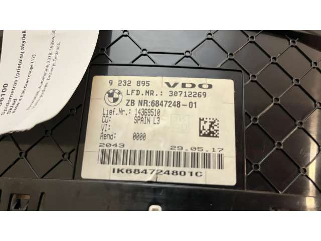 Přístrojová deska BMW 4 F36 Gran coupe 2018 6847248, 9232895