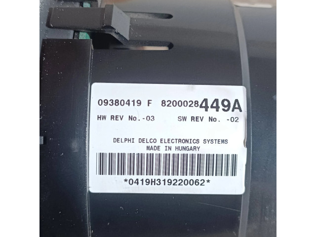 Блок управления климат-контролем 8200028449A, 09380419F   Renault Espace   Grand espace IV