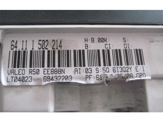 Блок управления климат-контролем 64111502214   Mini One  Cooper Cabrio R52