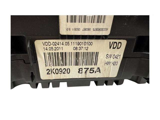 Přístrojová deska  Volkswagen Caddy 2011 2K0920875A, 1119010100  