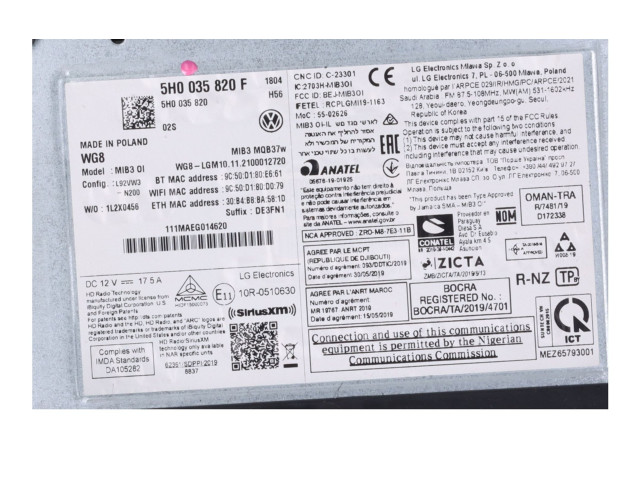 Радио/ проигрыватель CD/DVD / навигация 5H0035820H Volkswagen Golf VIII