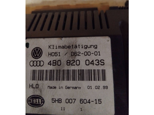 Блок управления климат-контролем 4B0820043S, 5HB00760415 Audi A6 S6 C5 4B