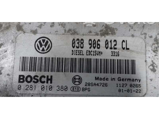Блок управления двигателем Блок управления 038906012CL, 0281010380 Skoda Octavia Mk1 (1U)
