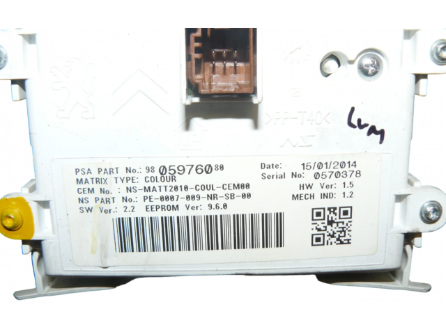 Přístrojová deska Peugeot 508 2013 9805976080, 9800419980