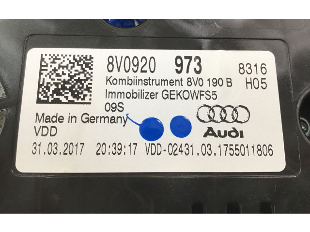 Панель приборов 8V0920973 Audi A3 S3 8V