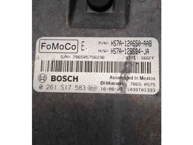 Блок управления двигателя HS7A12A650AAB, 0261S17583   Ford Fusion II