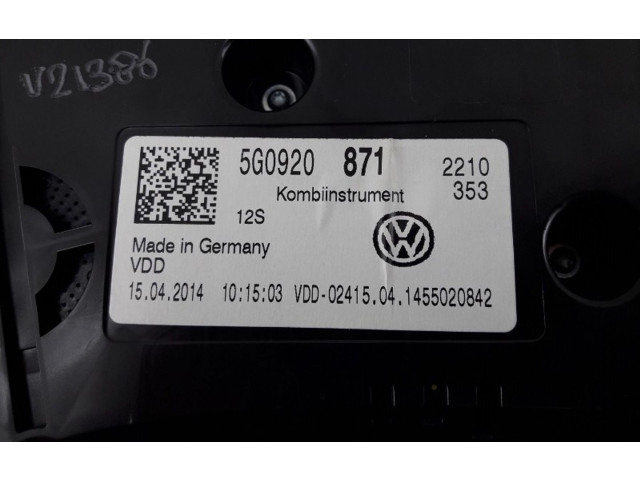 Панель приборов 5G0920871, 5G0920871 Volkswagen Golf VII