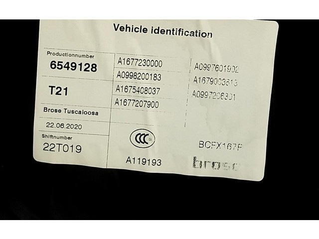 Pojistková skříňka Передний механический механизм для подъема окна A1677207900, A1677230000 Mercedes-Benz GLE W167 2020