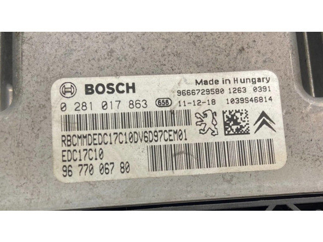 Блок управления двигателя 9666729580, 0281017863 Citroen C4 II
