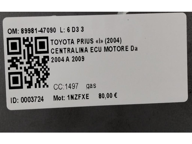 Řídící jednotka 8998147090, 1NZFXE Toyota Prius (XW20) 2004