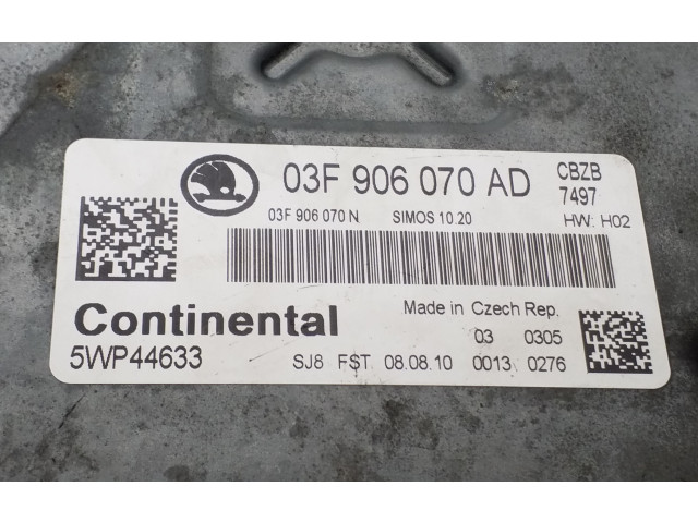 Блок управления двигателем Блок управления 03F906070AD Skoda Fabia Mk2 (5J)