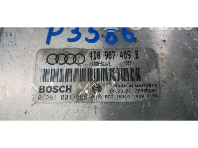 Блок управления двигателем Блок управления 0281001868, 4D0907409B Audi A8 S8 D2 4D