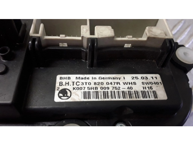 Блок управления климат-контролем 3T0820047R, 5HB00975240 Skoda Superb B6 (3T)