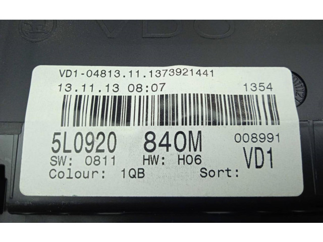Спидометр (приборный щиток) 5L0920840M Skoda Yeti (5L)