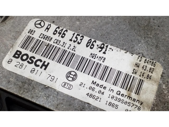 Řídící jednotka A6461530691, 0281011791 Mercedes-Benz Vito Viano W639 2004