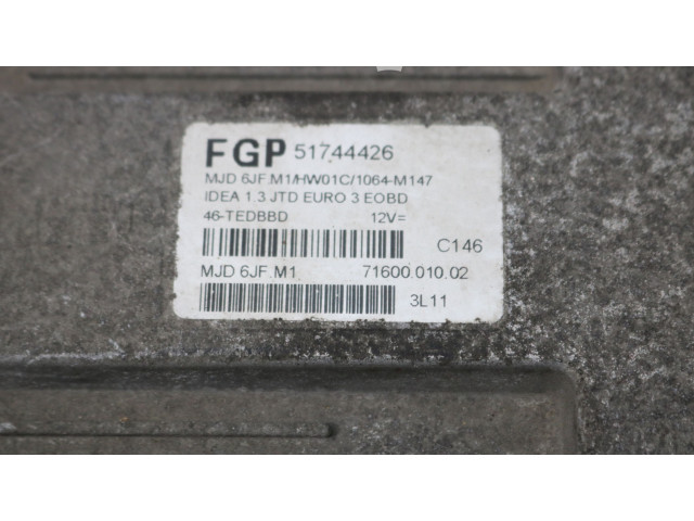 Блок управления двигателя 51744426 Fiat Idea