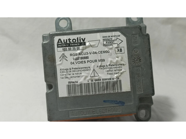 Блок подушек безопасности 603602500, 9653190880 Citroen Berlingo