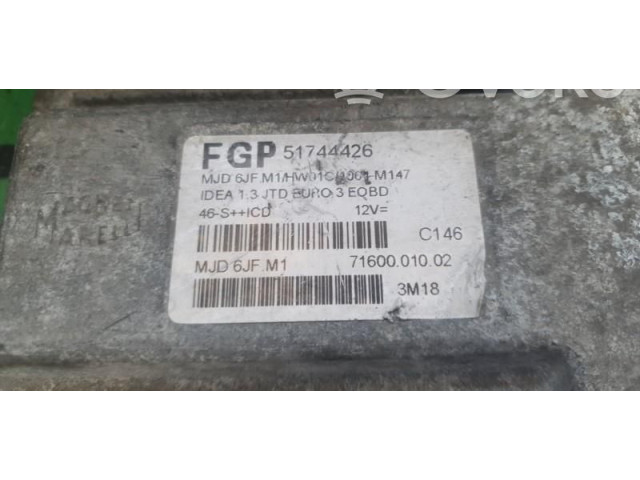 Блок управления двигателем Блок управления 51744426, MJD6JFM1. Fiat Idea