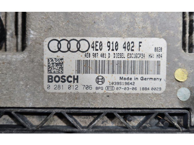 Řídící jednotka 0281012706, IMPRK1460509   Audi A8 S8 D3 4E 2007
