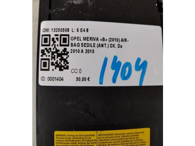 Надувная подушка для сиденья 13250508, 13250508   Opel Meriva B