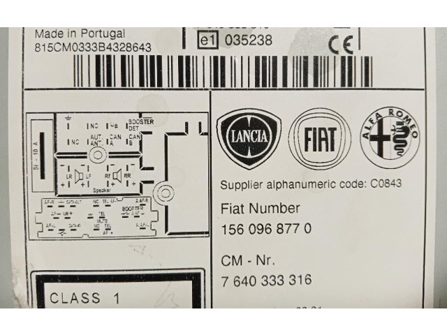 Радио/ проигрыватель CD/DVD / навигация 156096877, 156096877 Alfa Romeo Giulietta