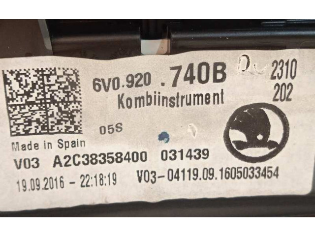 Панель приборов 6V0920740B, A2C38358400   Skoda Fabia Mk3 (NJ)       