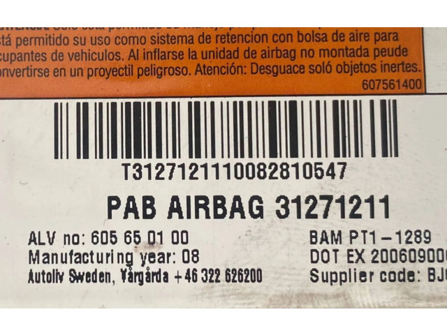 Подушка безопасности пассажира 31271211, 605650100 Volvo V70