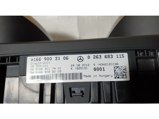 Панель приборов A1669003106, 0263683115   Mercedes-Benz GL X166       