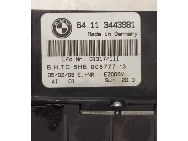 Блок управления климат-контролем 3443981, 00877713   BMW X3 E83