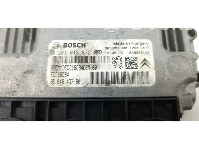 Блок управления двигателя 0281013872, 9664843780 Citroen Berlingo