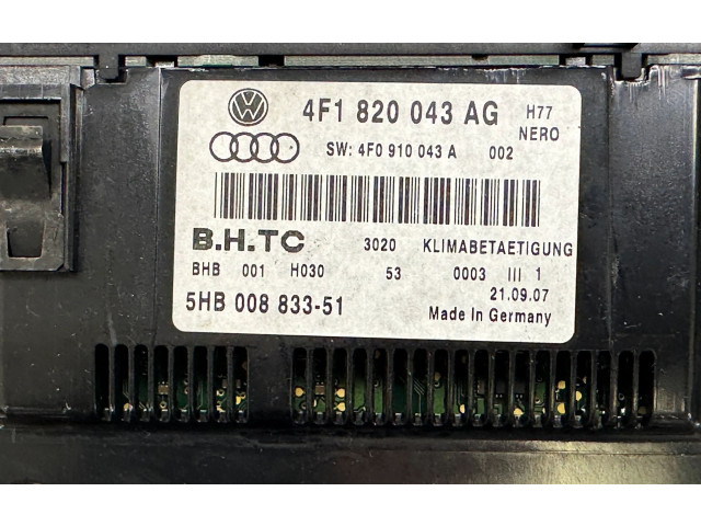 Блок управления климат-контролем 4F1820043AL, 4F0910043B Audi A6 S6 C6 4F