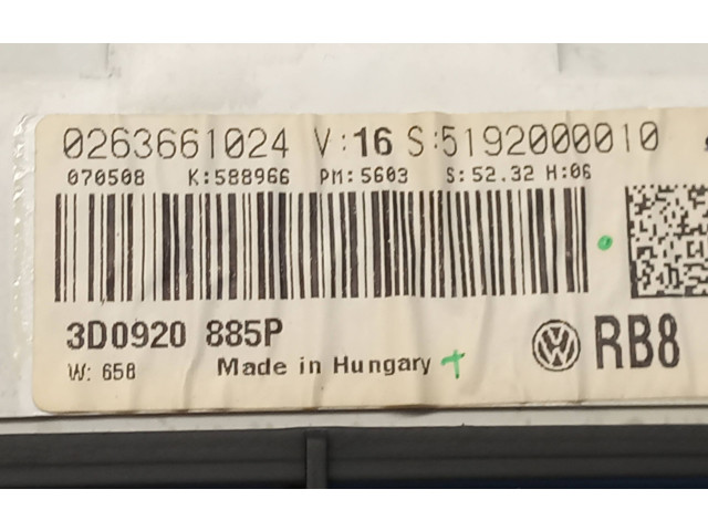 Панель приборов 3D0920885P, 0263661024   Volkswagen Phaeton       