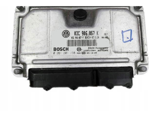 Блок управления двигателя 03C906057K, 0261201138 Skoda Fabia Mk2 (5J)