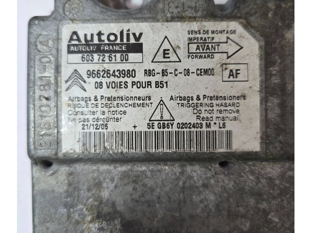 Блок подушек безопасности 9662643980, 603726100   Citroen C4 I