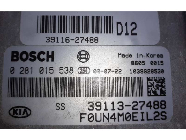 Блок управления двигателем Блок управления 3911327488, 0281015538   KIA Carens II