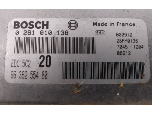 Řídící jednotka 0281010138, 9636255480   Citroen Berlingo 2001