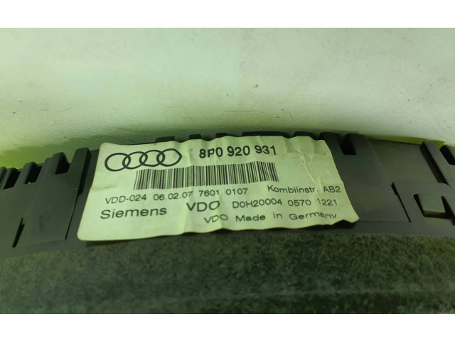 Панель приборов 8P0920931 Audi A3 S3 A3 Sportback 8P