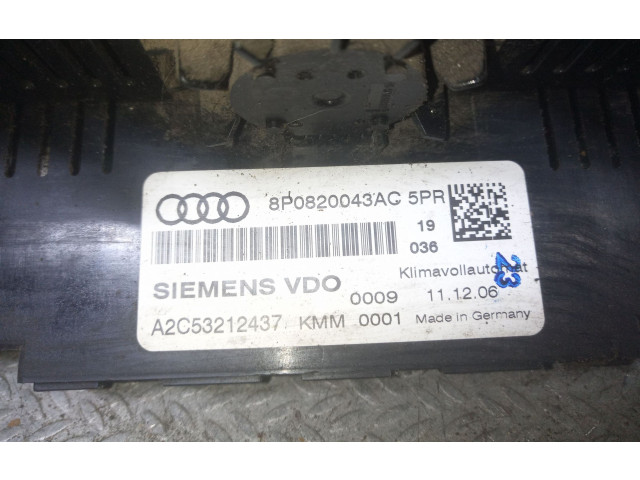 Блок управления климат-контролем 8P0820043AC Audi A3 S3 A3 Sportback 8P