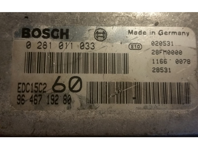 Řídící jednotka 0281011033, 9646719280 Citroen C8 2002
