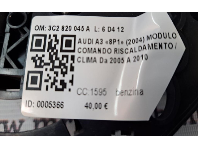 Блок управления климат-контролем 3C2820045A, 3C2820045A   Audi A3 S3 8P