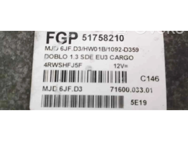 Řídící jednotka 4RWSHFJ5F, CENTRALITAMOTORUCE Fiat Doblo
