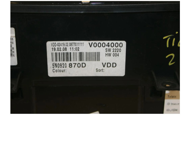 Přístrojová deska Volkswagen Tiguan 2008 5N0920870D
