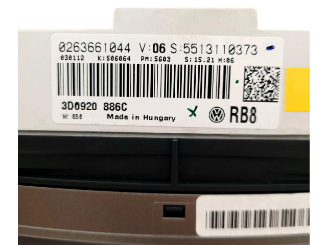 Панель приборов 0263661044, 3D0920886C   Volkswagen Phaeton       